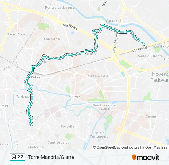 22 Bus Line Map