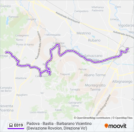 E019 bus Line Map