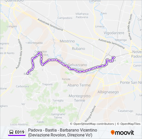 E019 bus Line Map