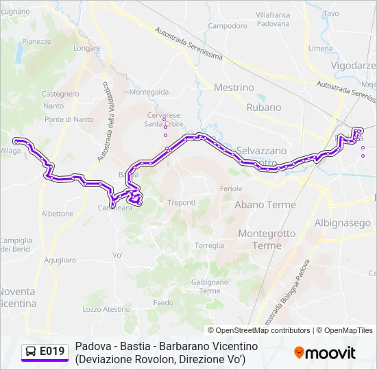 E019 Bus Line Map