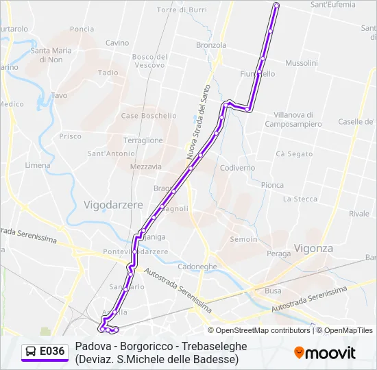 E036 Bus Line Map