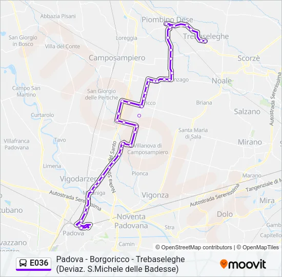E036 Bus Line Map