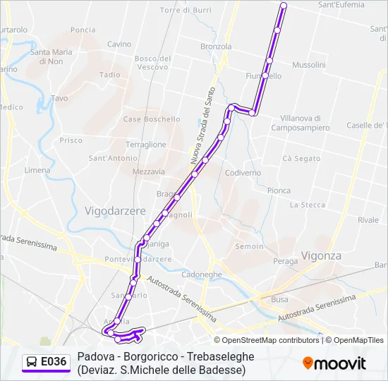 E036 Bus Line Map