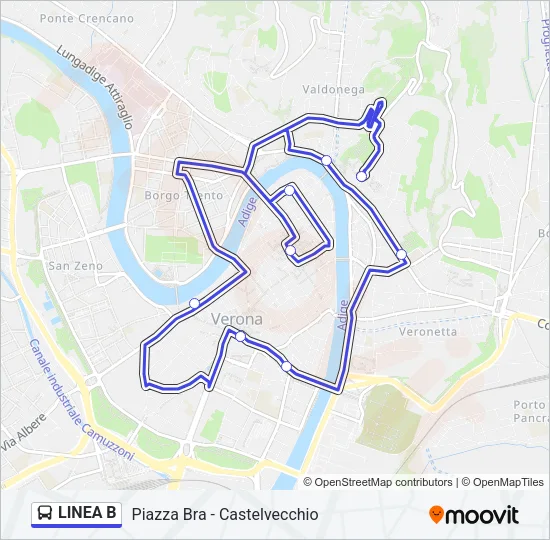 LINEA B Bus Line Map