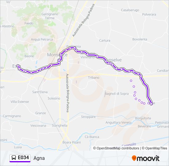 E034 bus Line Map