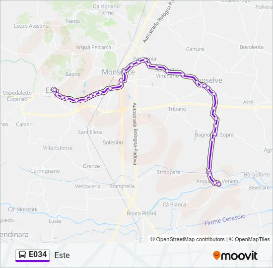 E034 Bus Line Map