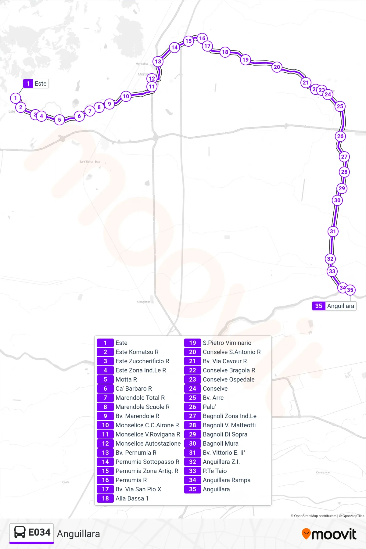 Linea E034  bus (Anguillara) - Percorsi e fermate sulla mappa