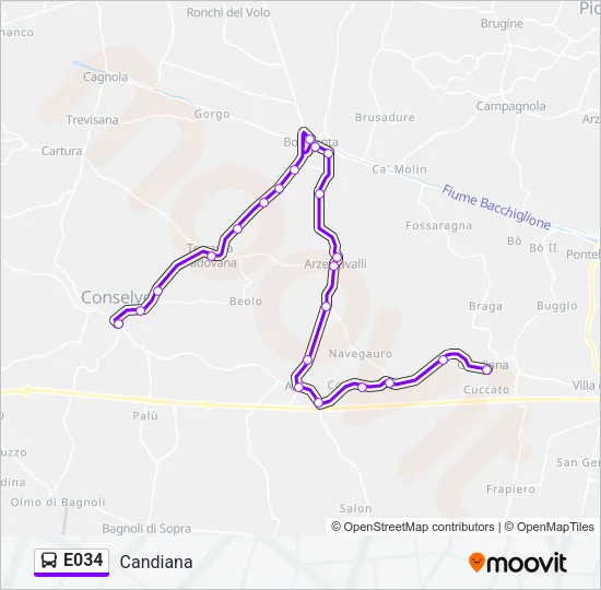 E034 Bus Line Map
