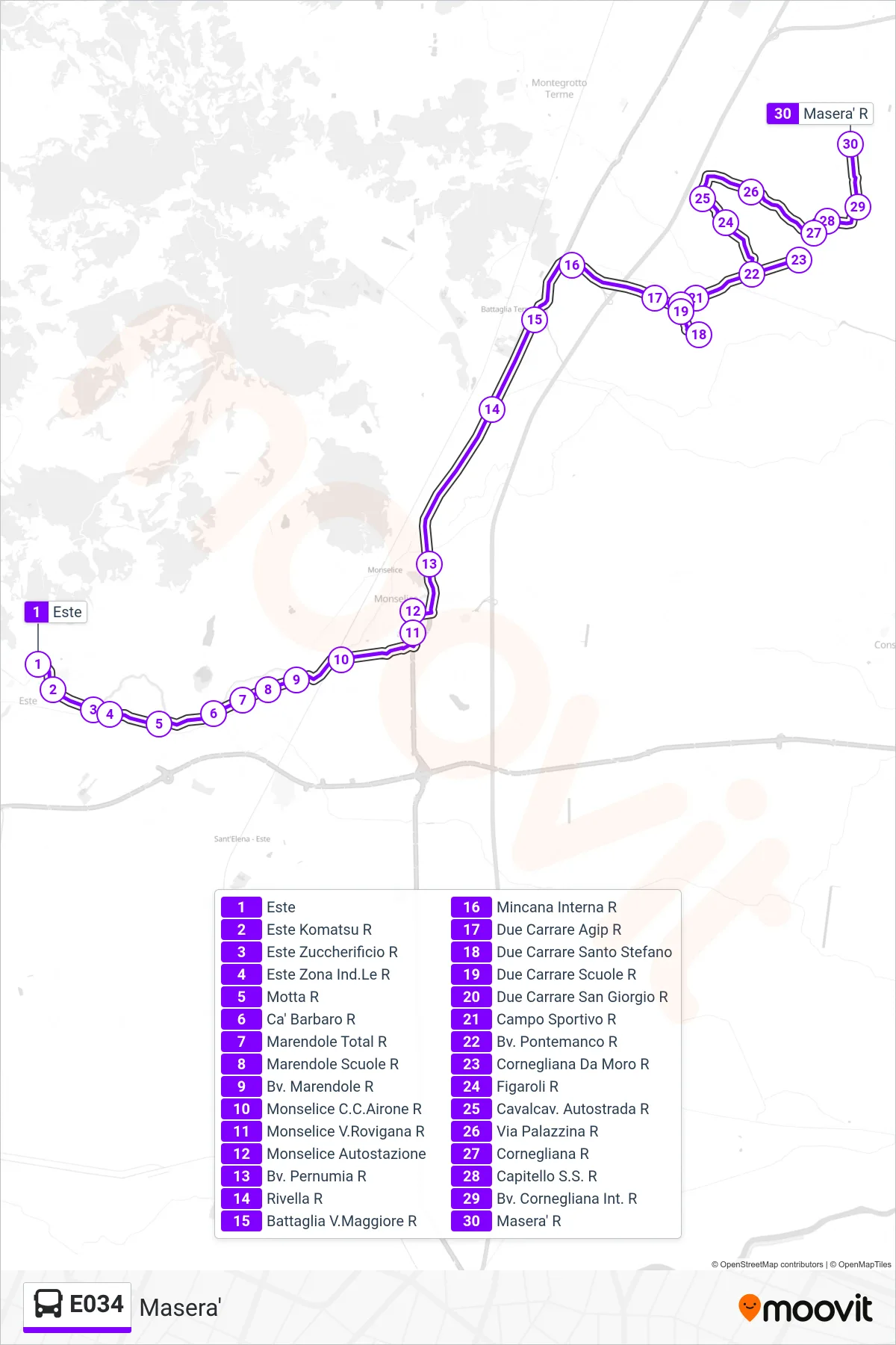 Linea E034 bus (Masera') - Percorsi e fermate sulla mappa