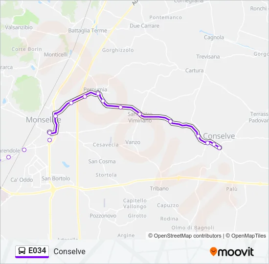E034 Bus Line Map