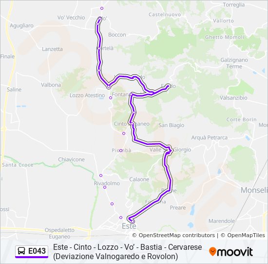 Percorso linea bus E043