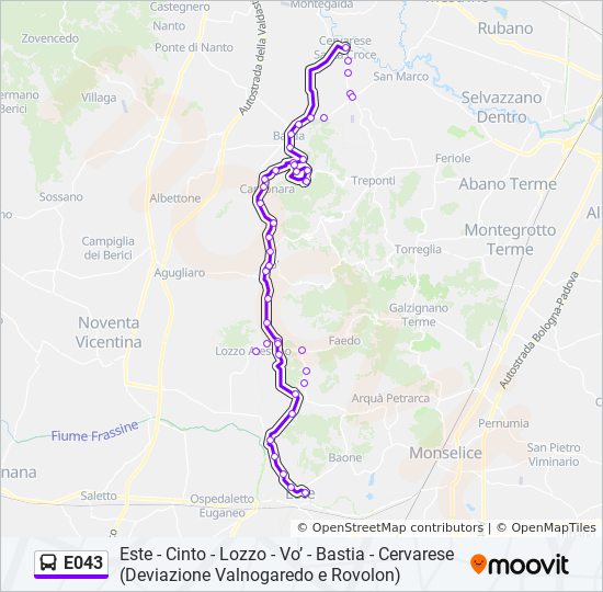 Percorso linea bus E043