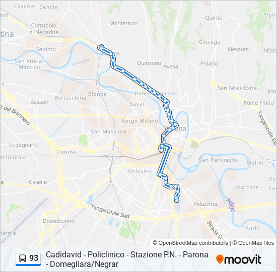 93 bus Line Map