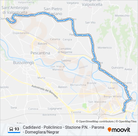 Percorso linea bus 93