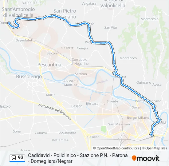 93 Bus Line Map