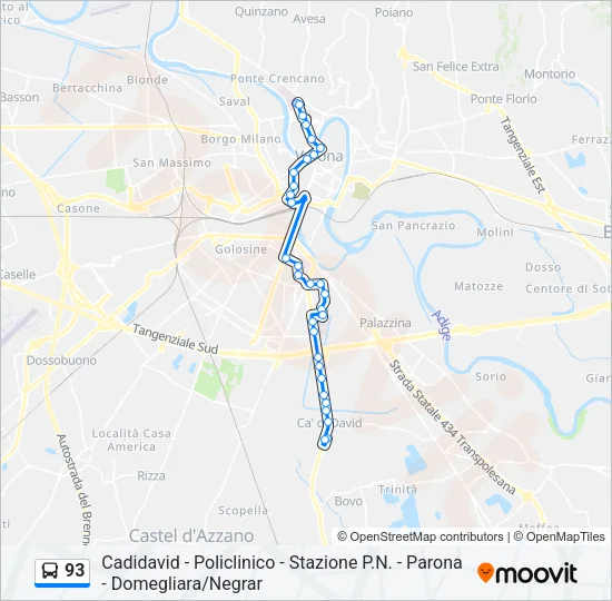 93 Bus Line Map