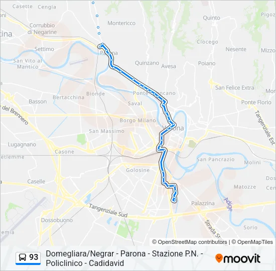 93 Bus Line Map