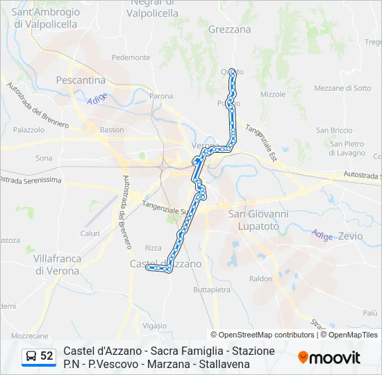 52 Bus Line Map