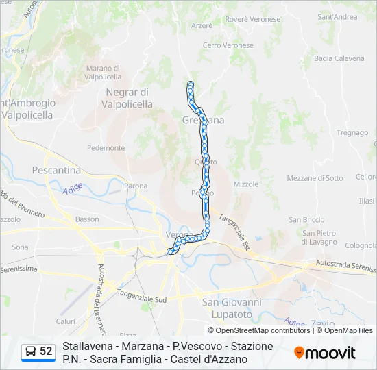 52 Bus Line Map