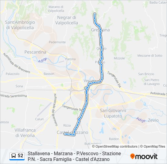 Percorso linea bus 52