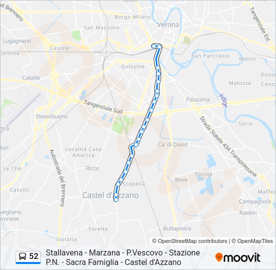 Percorso linea bus 52