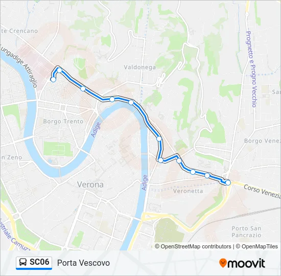Percorso linea bus SC06