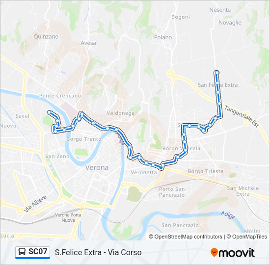 Percorso linea bus SC07