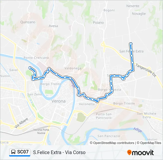 Percorso linea bus SC07