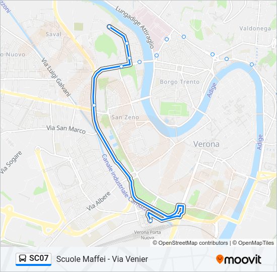 Percorso linea bus SC07
