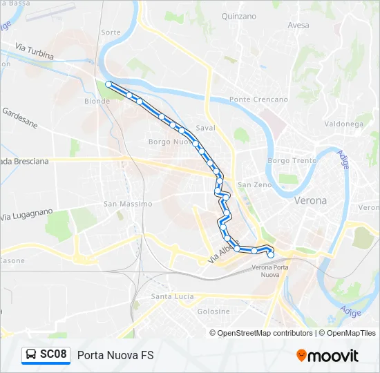 Percorso linea bus SC08