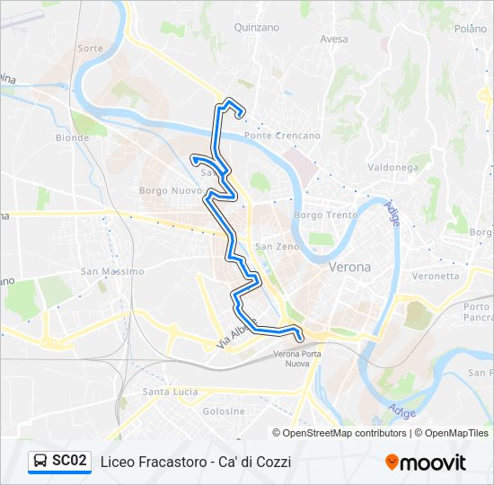 Percorso linea bus SC02