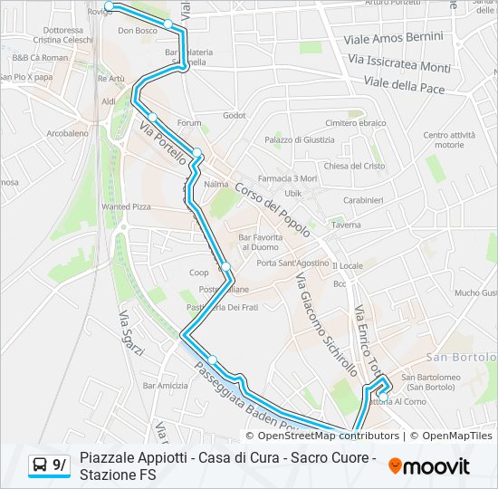 Linea 9 Orari Fermate E Mappe Piazzale Appiotti Casa Di Cura Stazione Fs