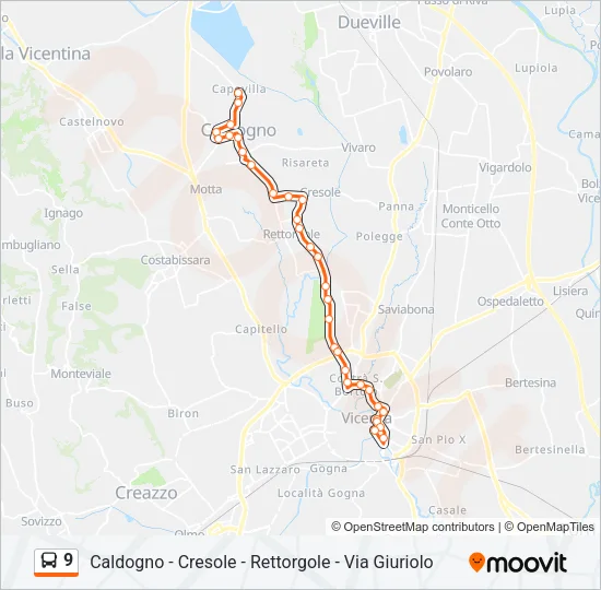 Percorso linea bus 9