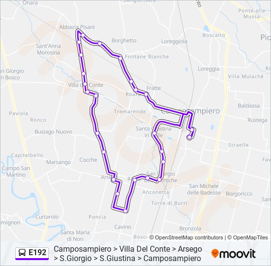 Percorso linea bus E192