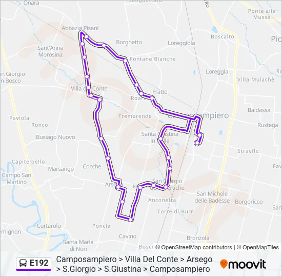 E192 Bus Line Map