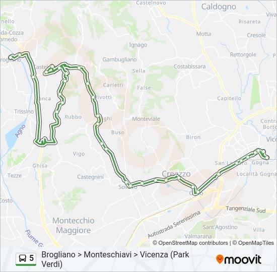 Percorso linea bus 5