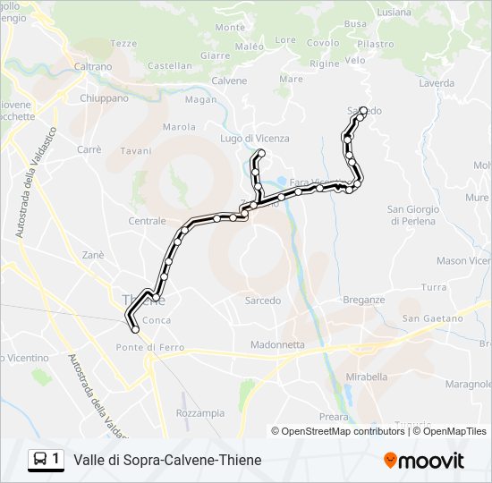 Percorso linea bus 1