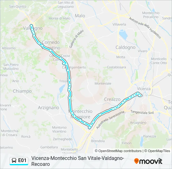 Percorso linea bus E01