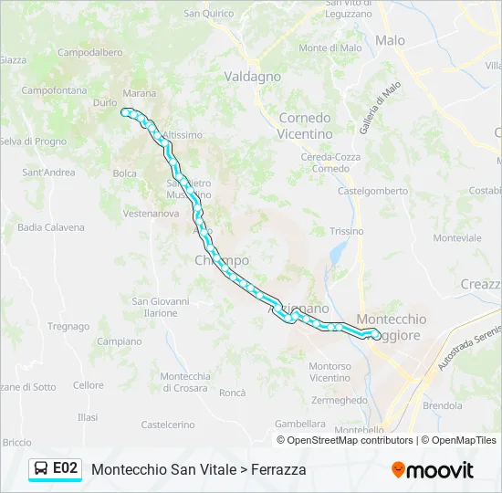 Percorso linea bus E02