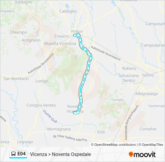 Percorso linea bus E04