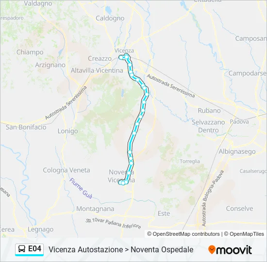 Percorso linea bus E04