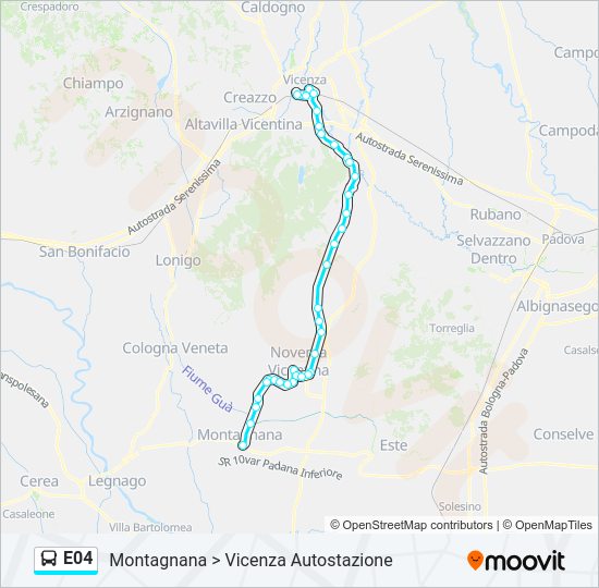 Percorso linea bus E04