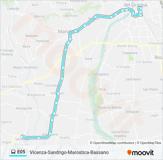Percorso linea bus E05