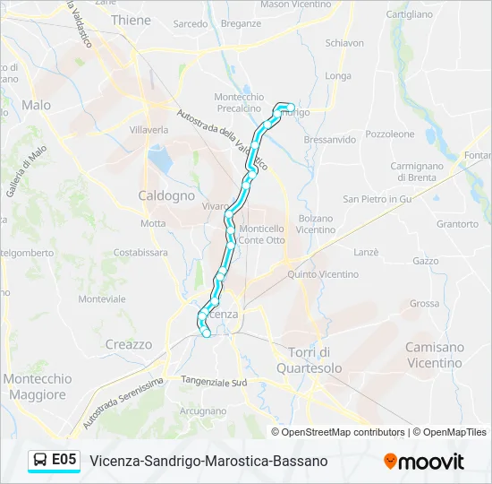 Percorso linea bus E05