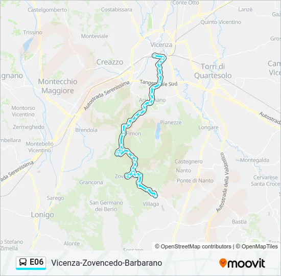 Percorso linea bus E06