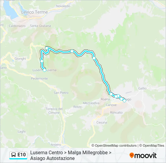E10 Bus Line Map