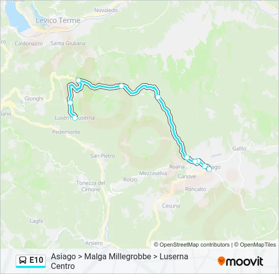 E10 Bus Line Map
