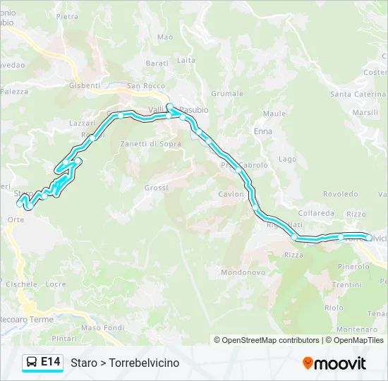 E14 Bus Line Map