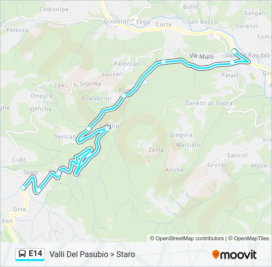 E14 Bus Line Map