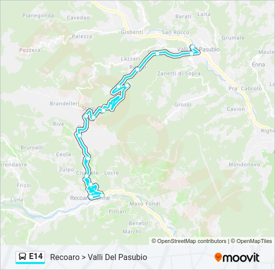 Percorso linea bus E14